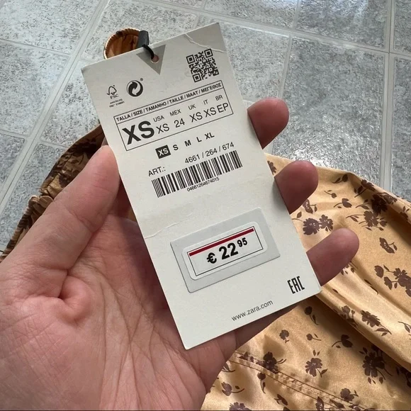 NWT Zara Rose Gold Satin Floral Midi Skirt - Picture 6 of 9